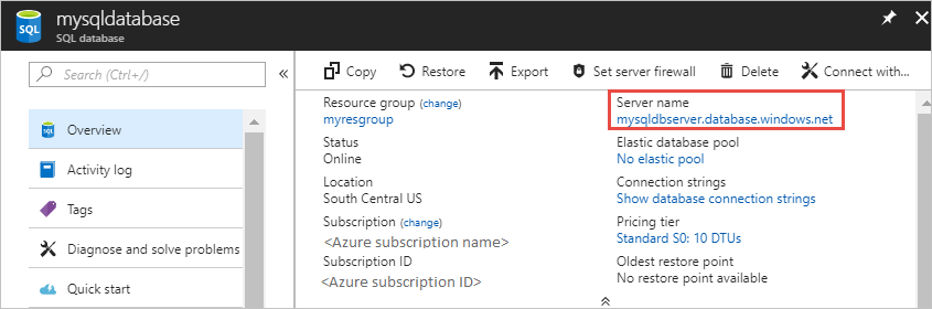 Get Azure SQL server details Get Azure SQL server details
