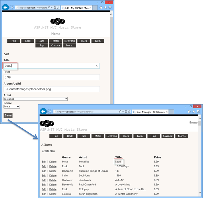 Updating an album Updating an album