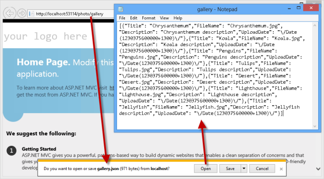 Testing the mocked photo service Testing the mocked photo service