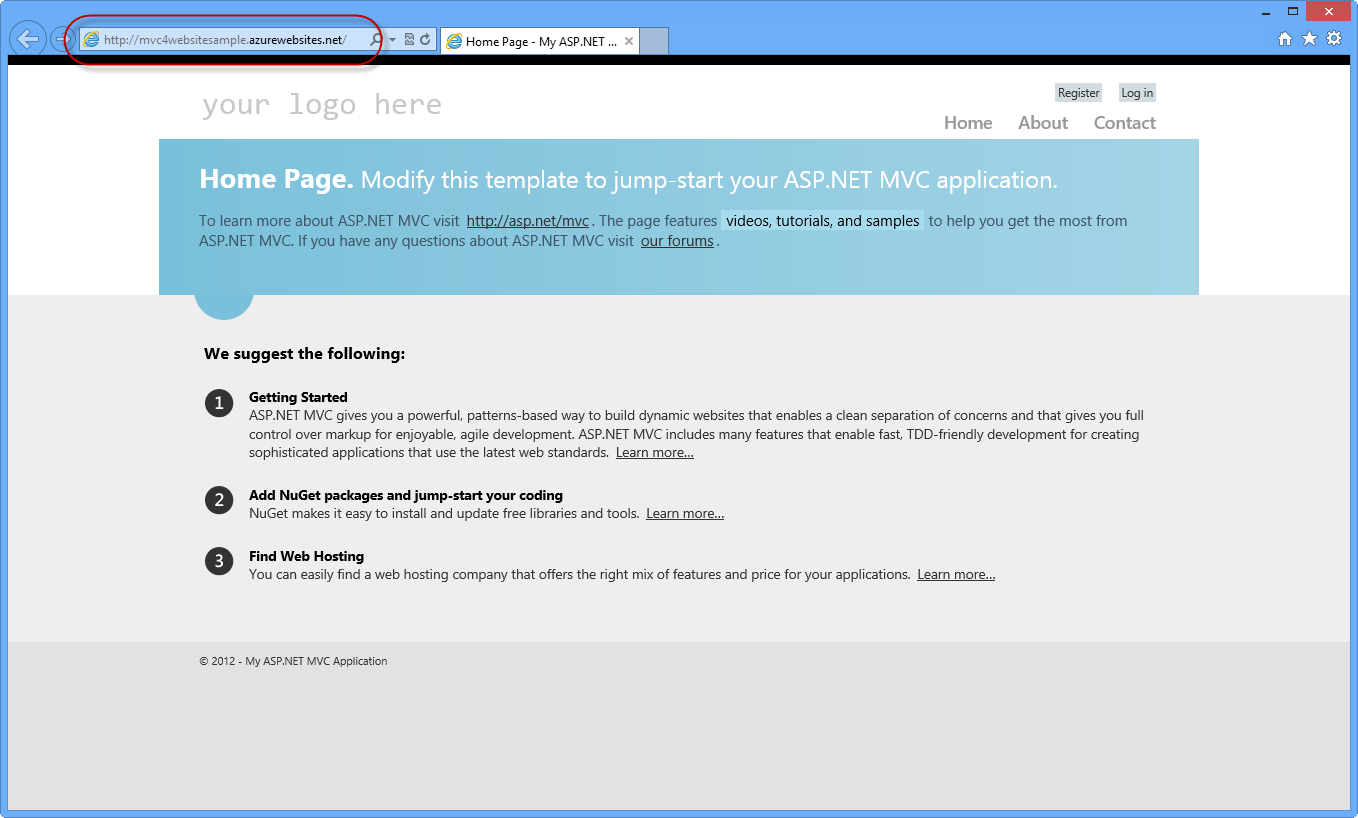 Application published to Windows Azure Application published to Windows Azure