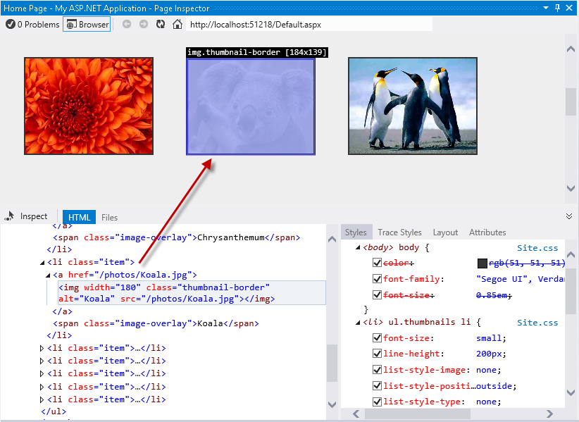 Selecting an HTML element in the page Selecting an HTML element in the page