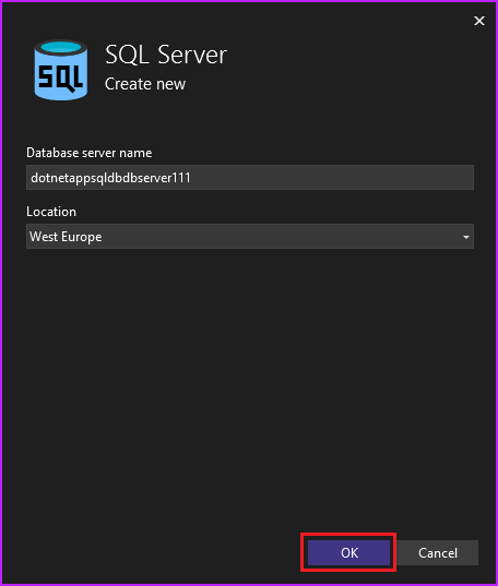Screenshot that shows creating the server.