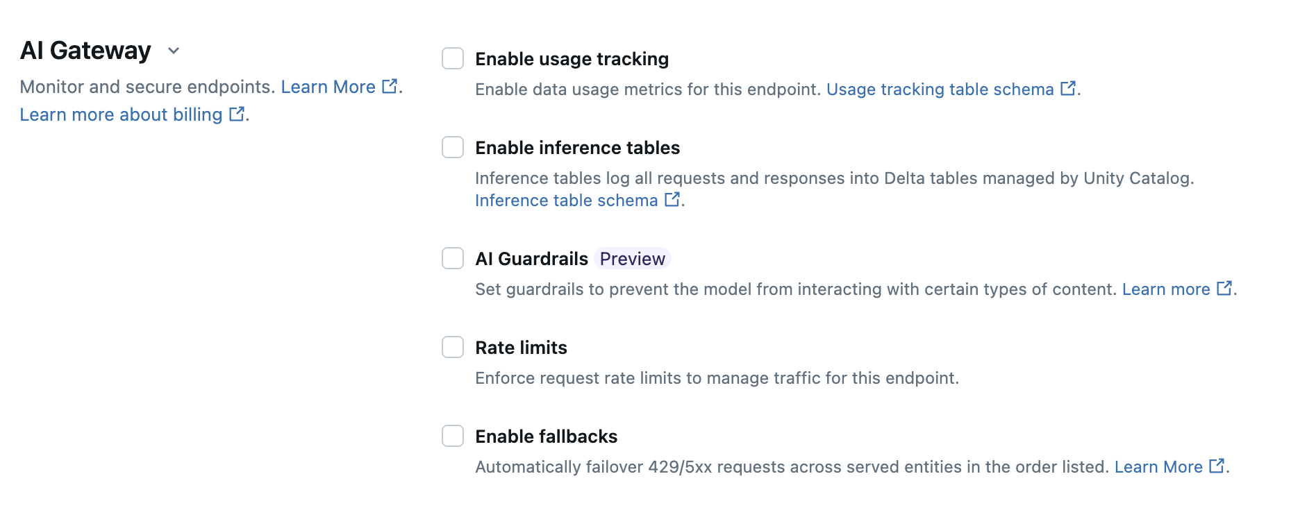 Configure AI Gateway features