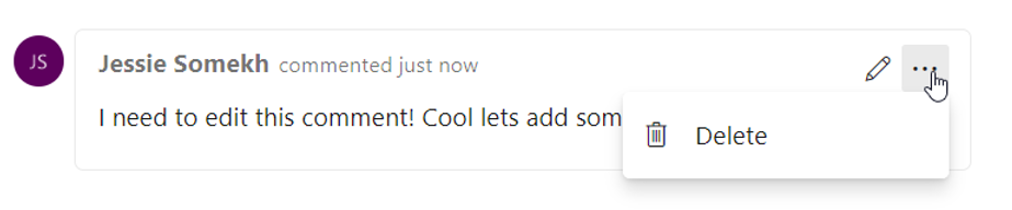 discussion comments delete Screenshot showing how to delete discussion comments.