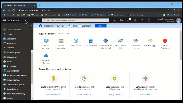 Animated GIF showing how to create an Azure AI Search service in the Azure portal.