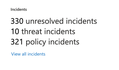 Screenshot showing relative number of detected and policy-based incidents.