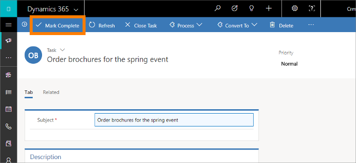 Mark an activity as complete Mark an activity as complete.