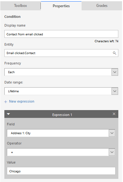 Add a condition for the final entity in the chain Add a condition for the final entity in the chain.