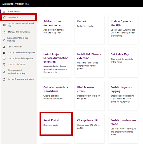 Select Portal Actions Select Portal Actions.