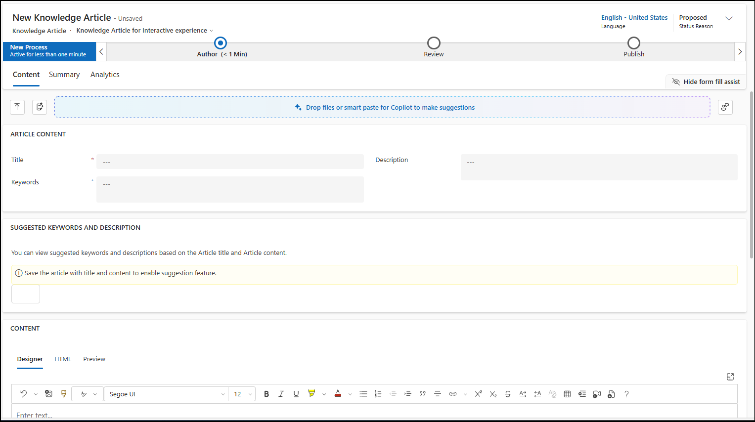 New knowledge article page New knowledge article page.