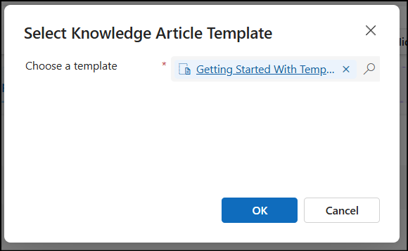 Select knowledge article template Select knowledge article template.