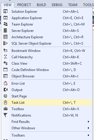 Opening the Task List.