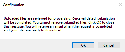 Screenshot of Confirmation window for the DTS extension.