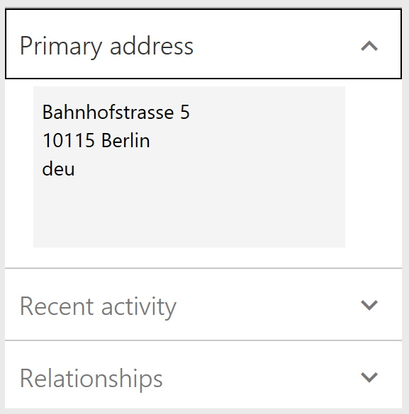Screenshot of Old FactBox pane.