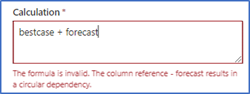 Error message for column with adjustments Error message for column with adjustments.