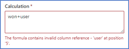 Error message for a hierarchy-related column Error message for a hierarchy-related column.