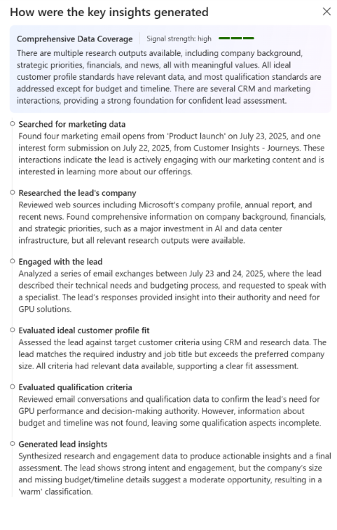 Screenshot of the How was this generated section of the Lead research page in research-only mode.