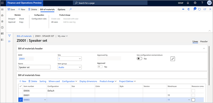 Adding BOM lines Adding BOM lines.
