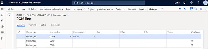 Engineering product BOM lines Engineering product BOM lines.
