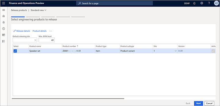 Selecting the engineering products to release Selecting the engineering products to release.
