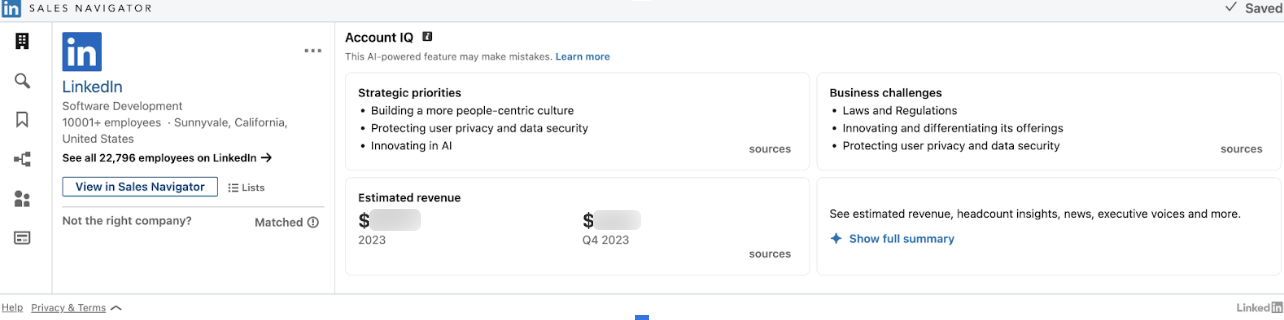 Displays AccountIQ module Account IQ, 3-Column Medium, Classic