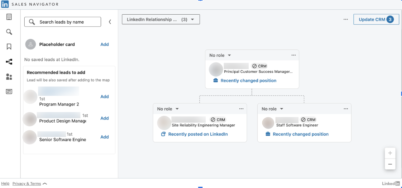Displays Relationship module Relationship Map, 3-Column Medium, Classic