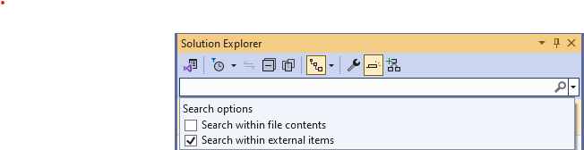 Visual Studio Solution Explorer Search Options