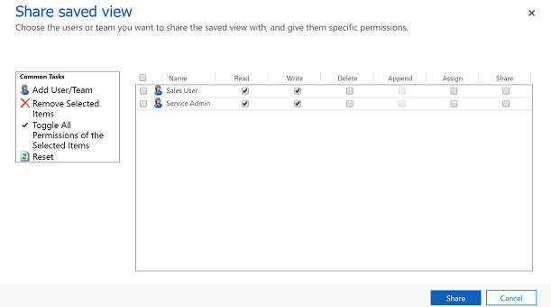 Select share to share the view Share the view.