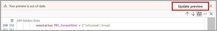 Screenshot of the update preview button.