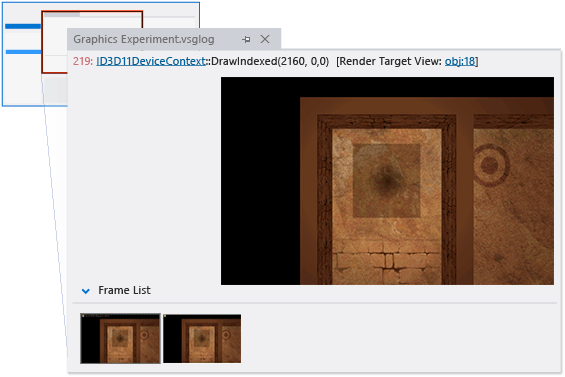 gfx_diag_demo_missing_object_shader_step_1 The graphics log document in Visual Studio