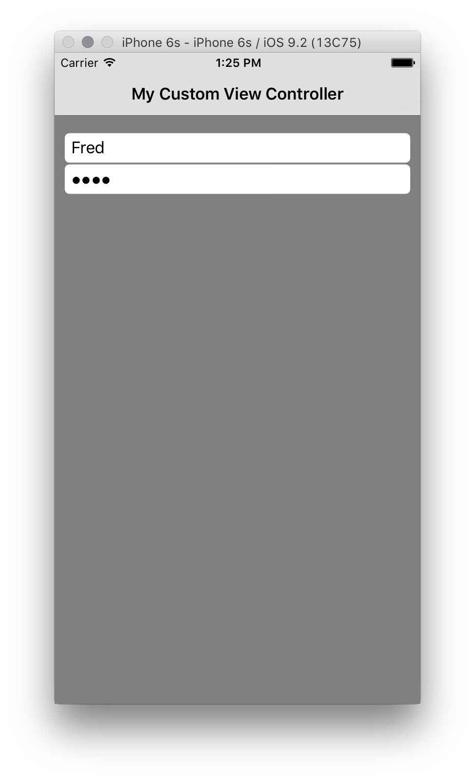 Setting SecureTextEntry true hides the text entered by the user