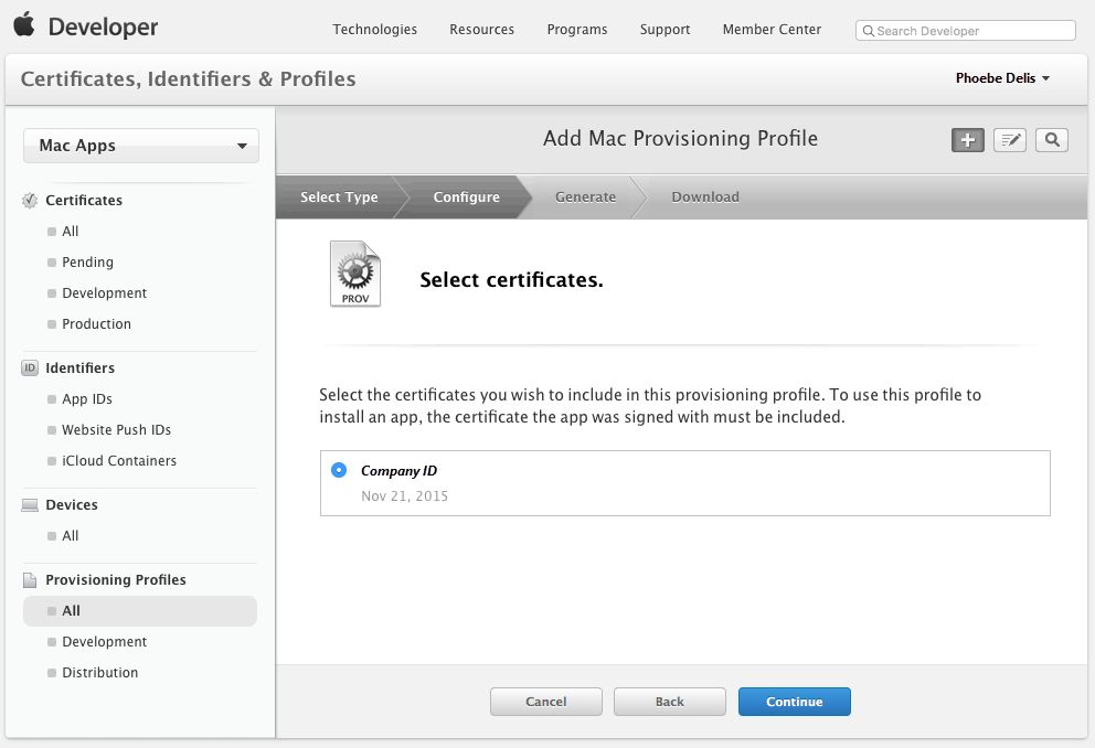 Selecting the company ID