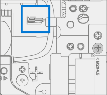 Screenshot that shows the right bracket positioned over the Surflink with screw locations.