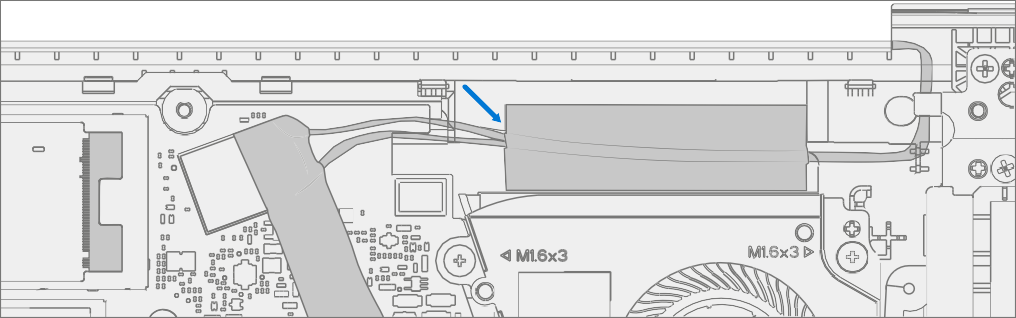 Screenshot that shows antenna cable locations on the mainboard.