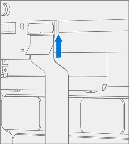 Diagram showing installation of the Trackpad FPC into its connector and securing the lock