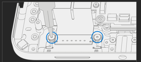 An illustration showing the removal of 2 screws securing the Surflink port to the keyboard using a 3IP Torx-Plus driver, with a warning about protecting the delicate Surflink FPCs