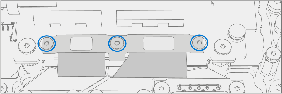 Diagram showing the USB bracket being secured to the chassis with three screws during installation
