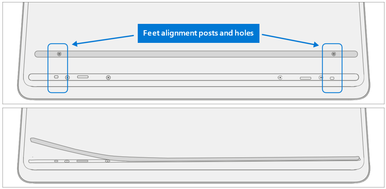 Screenshot that shows placing new feet into the D-Bucket groove aligning the posts.