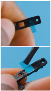 Screenshot that shows a close-up of a small plastic alignment tab used in assembly.