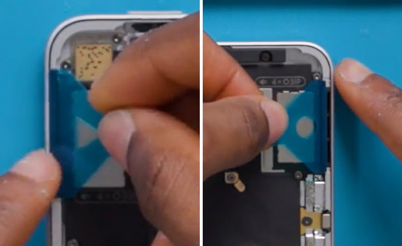 Screenshot that shows a close-up of the display assembly edge used during debonding.