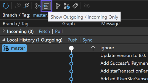 Show outgoing/incoming only toolbar button